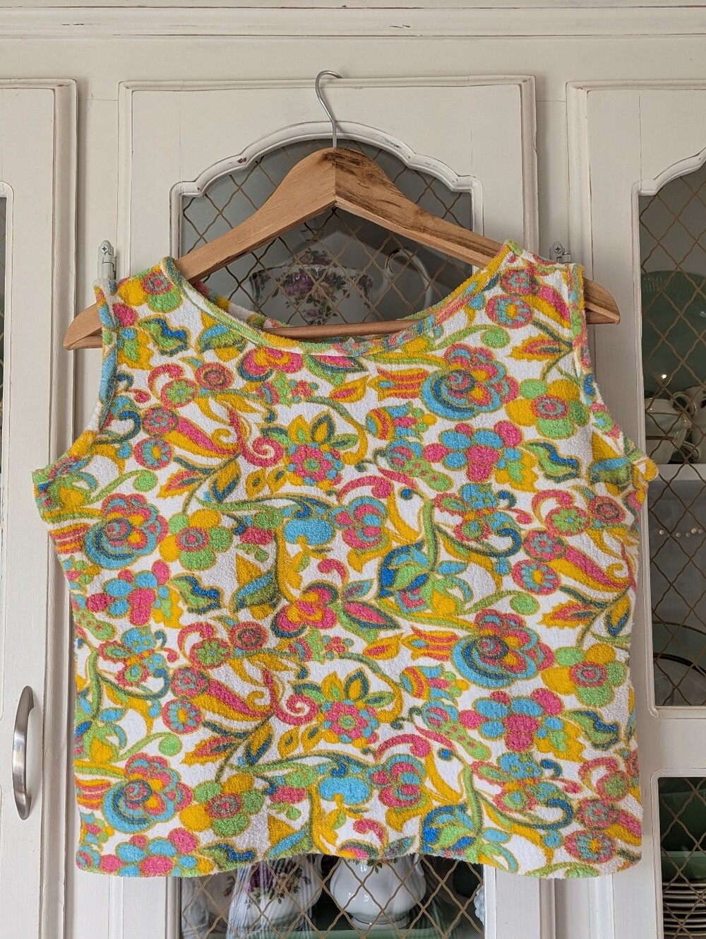 VTG 60s 3 Collection Bright Floral Terry Knit Tops Colorful Retro Print Women's - Picture 4 of 15